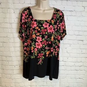 Susan Graver Pretty Floral Flowy Blouse Size XL